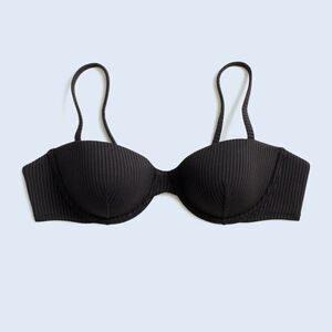 Madewell Balconette Bikini Top Womens Medium Black Ribbed Underwire Swimwear